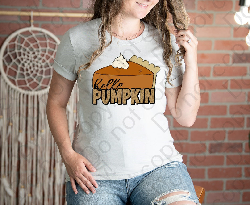 11-55 Hello Pumpkin with a pumpkin pie DTF TRANSFER ONLY