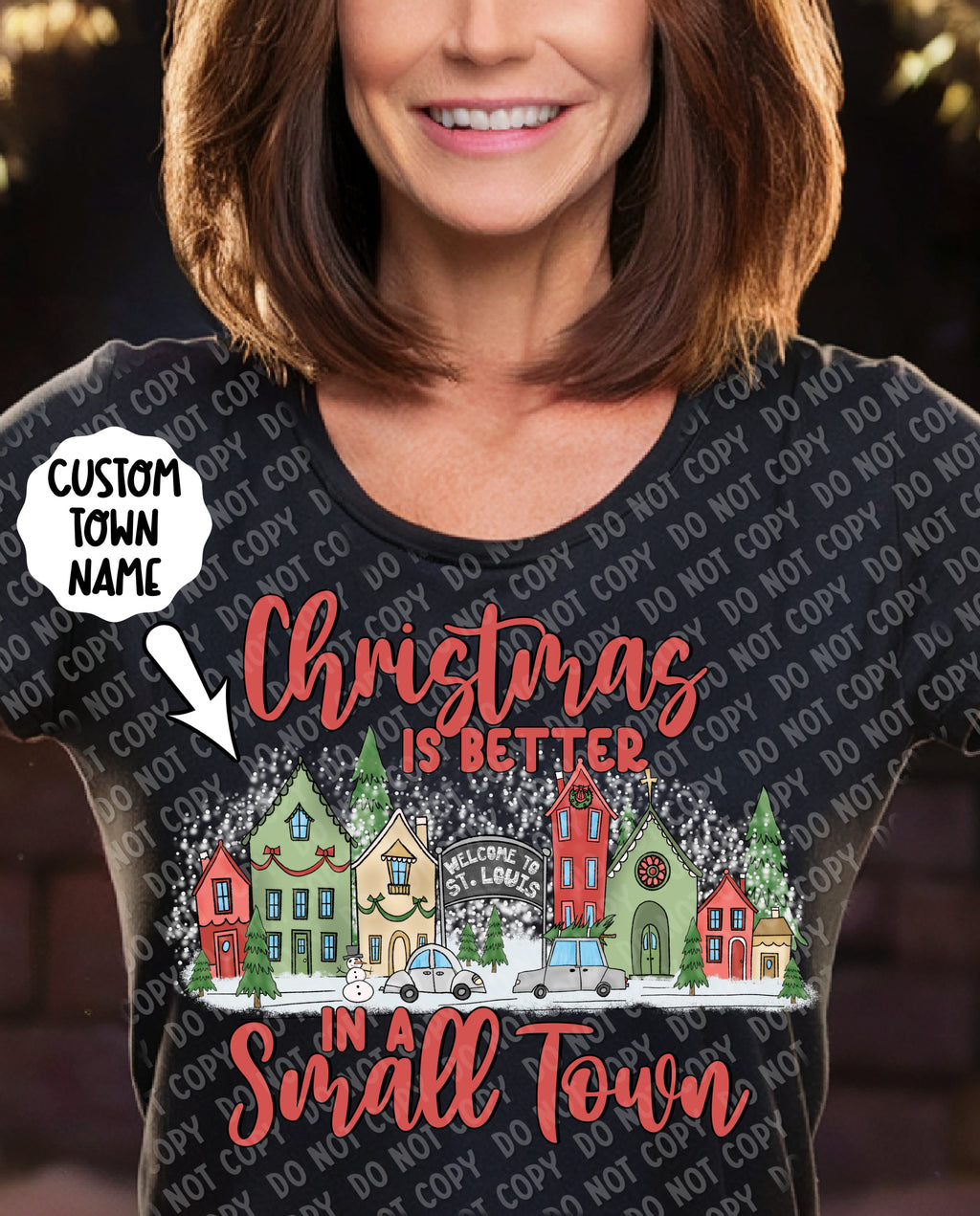 12-275-A Blank- Christmas is better in a small town DTF TRANSFER ONLY