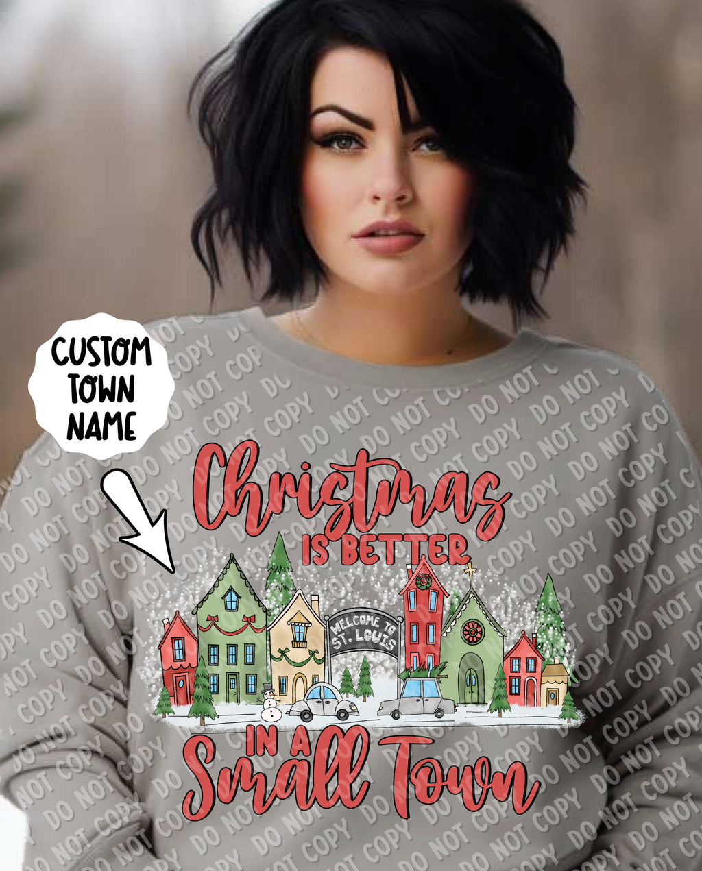 12-275-A Blank- Christmas is better in a small town DTF TRANSFER ONLY