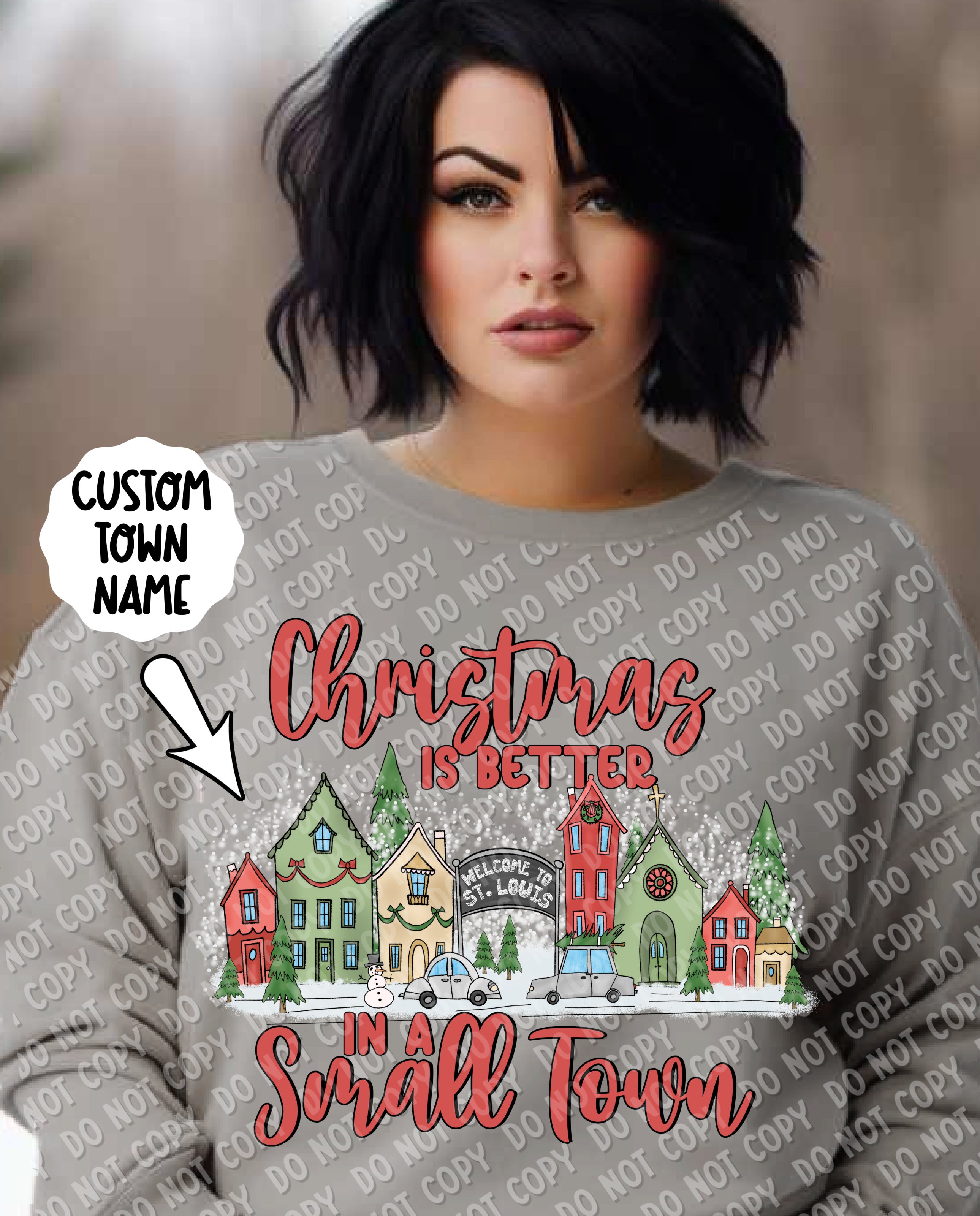 12-275-A Blank- Christmas is better in a small town DTF TRANSFER ONLY