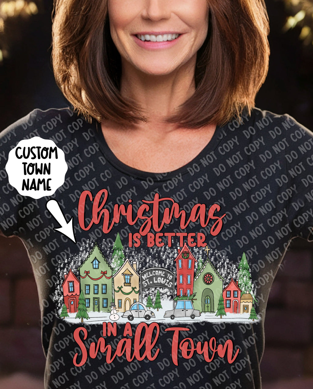 12-275 Blank - Christmas is better in a small town Completed Tee