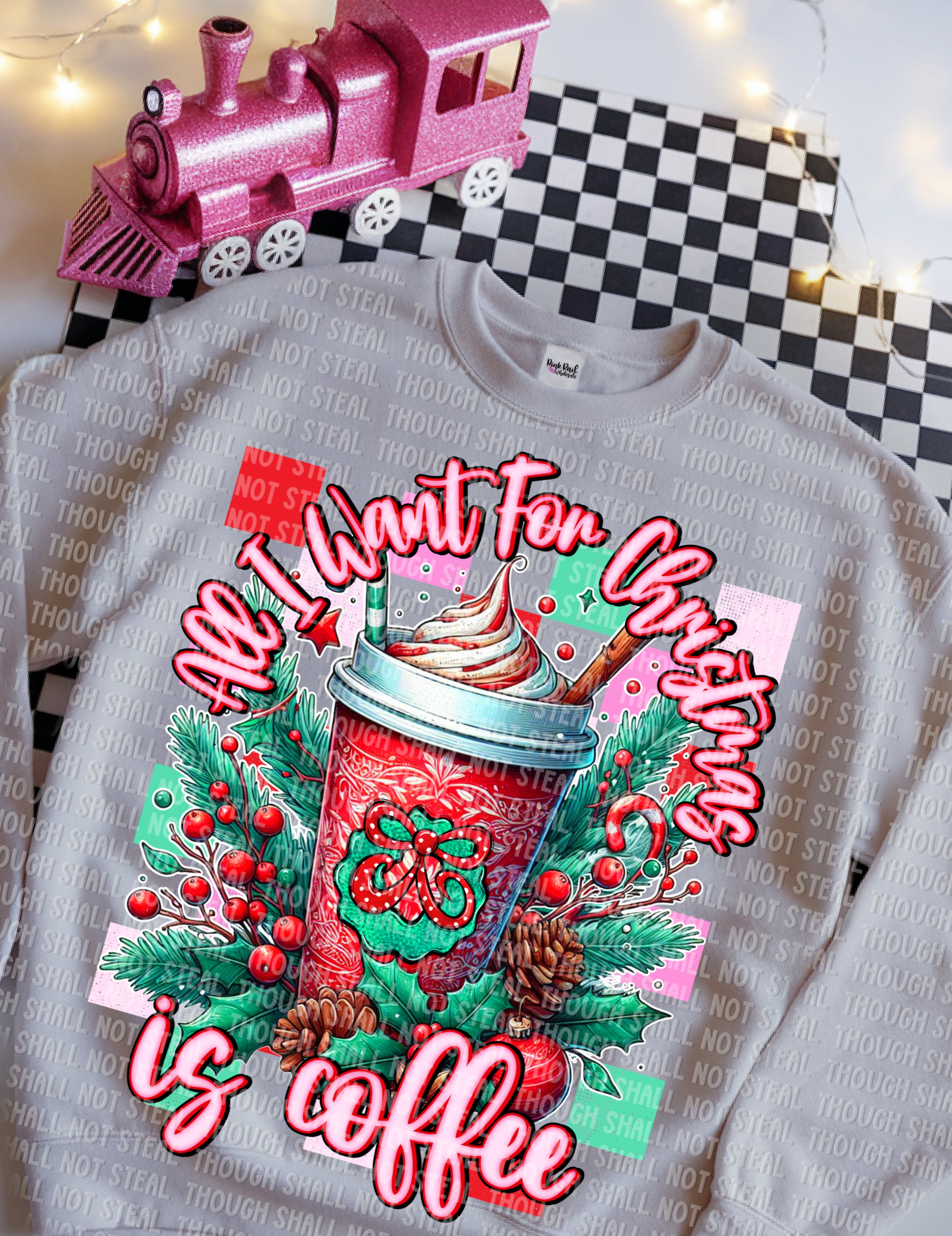 12-303 All I want for Christmas is Coffee DTF TRANSFER ONLY