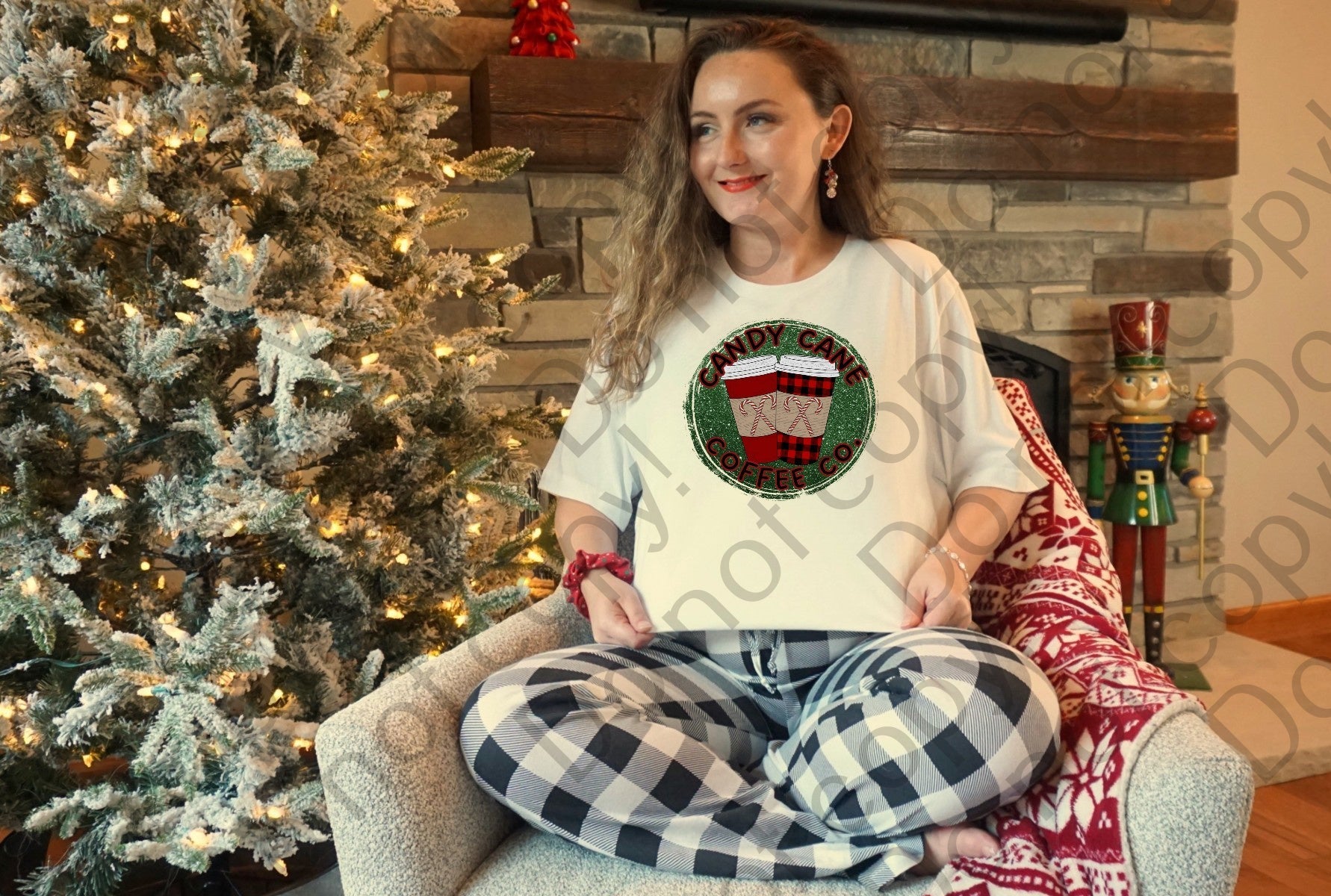 12-321 Candy Cane Coffee Company Glitter DTF TRANSFER ONLY