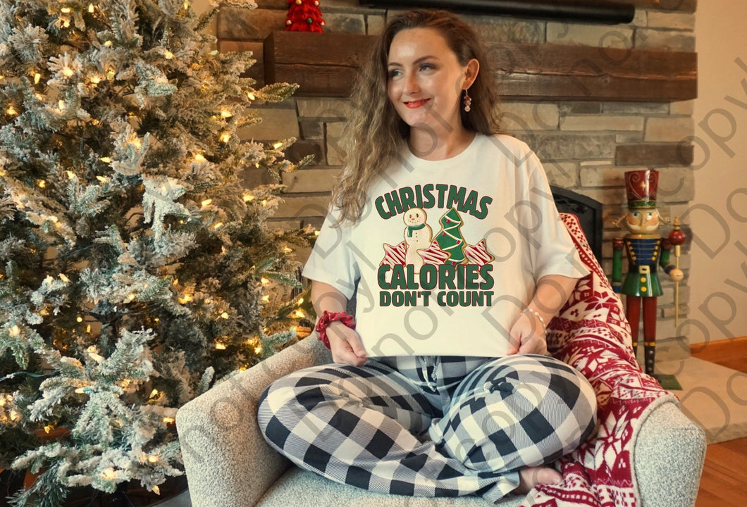 12-327 Christmas Calories Don't Count Completed Tee