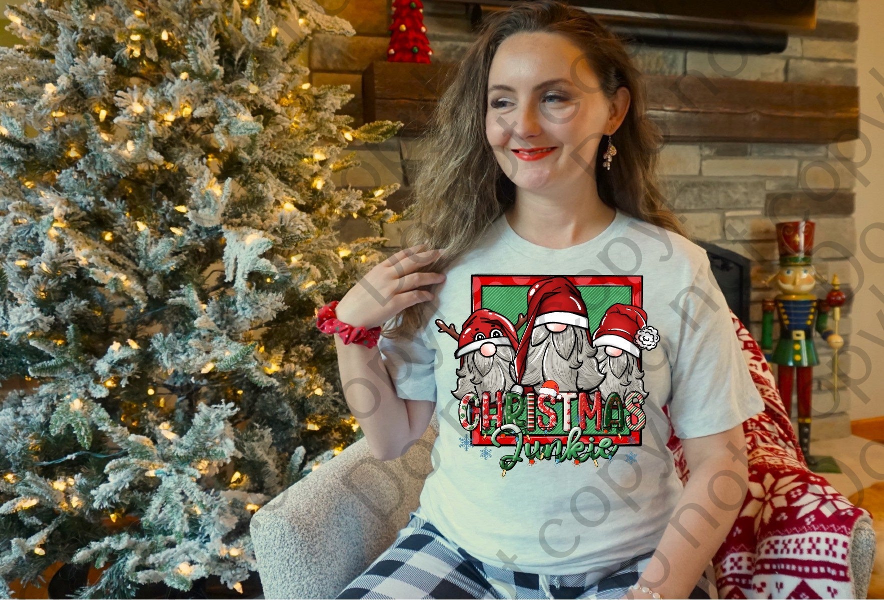 12-329 Christmas Junkies Santa Gnomes Completed Tee
