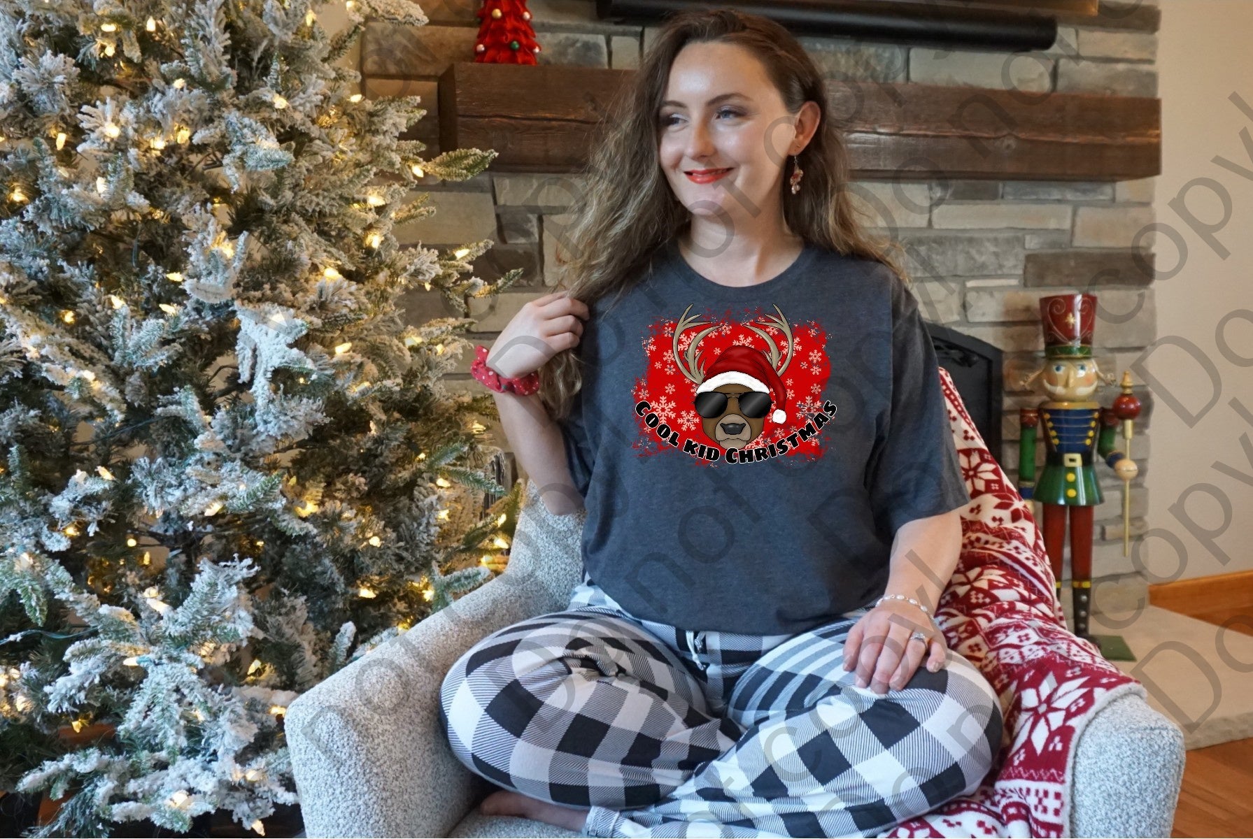 12-336 Cool Kid Reindeer Buck with Sunglassees DTF TRANSFER ONLY