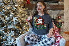 Load image into Gallery viewer, 12-338 Country Christmas Cow with Tiny Snowman Completed Tee
