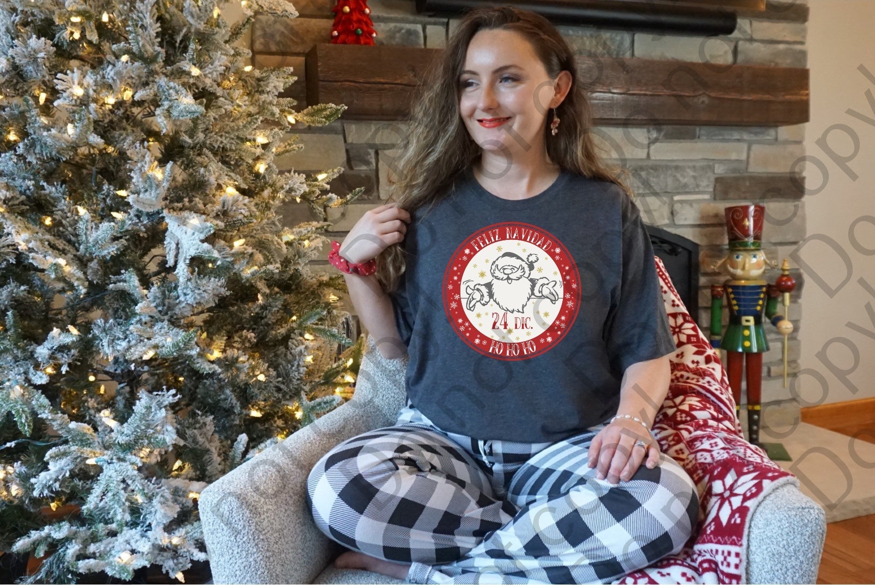 12-343 Feliz Navidad Ho Ho Ho DTF TRANSFER ONLY