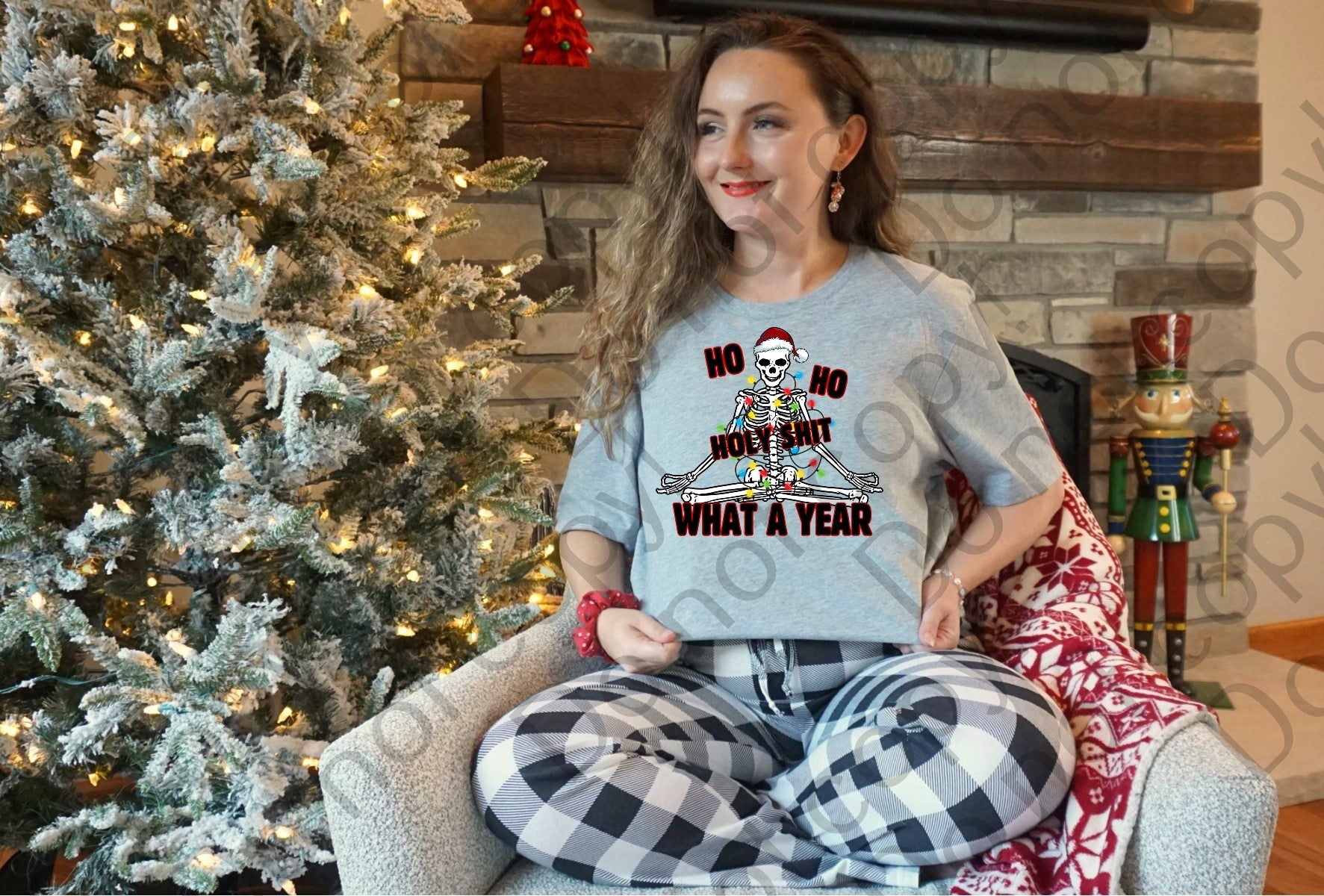 12-348 Ho Ho Holy Shit Skeleton DTF TRANSFER ONLY