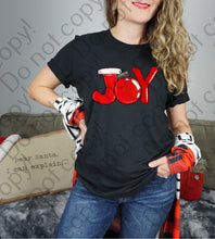 Load image into Gallery viewer, 12-352 Joy Santa Hat and Ornament Completed Tee
