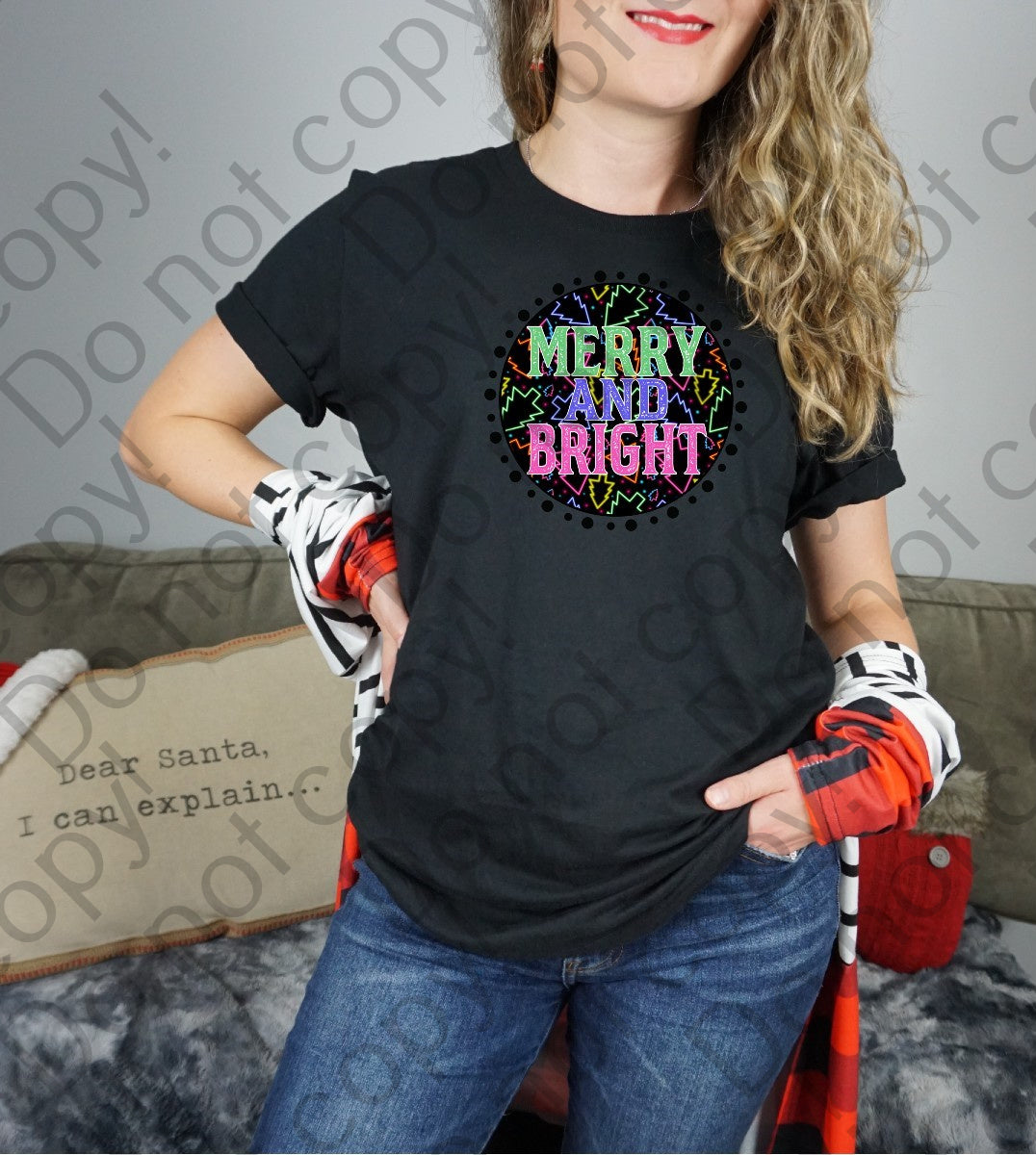 12-359 Merry and Bright Neon Colors DTF TRANSFER ONLY