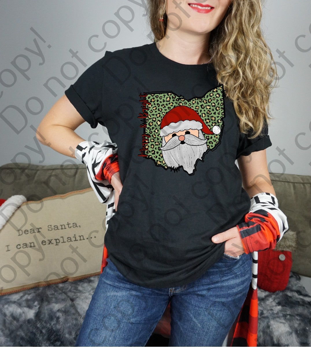 12-360 Merry and Bright Ohio with Santa DTF TRANSFER ONLY