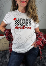 Load image into Gallery viewer, 12-364 Merry Christmas Black White Checkered Completed Tee
