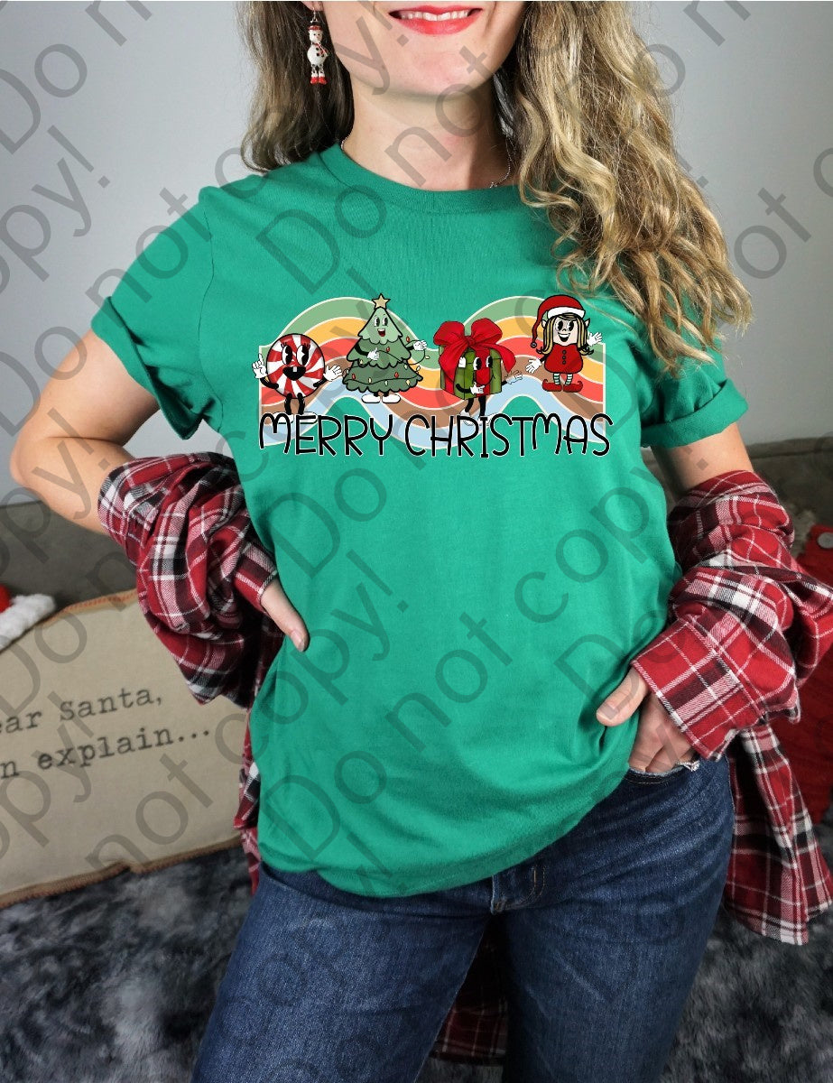 12-367 Merry Christmas Characters DTF TRANSFER ONLY