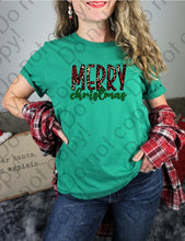 Load image into Gallery viewer, 12-368 Merry Christmas Cheetah and Green Completed Tee
