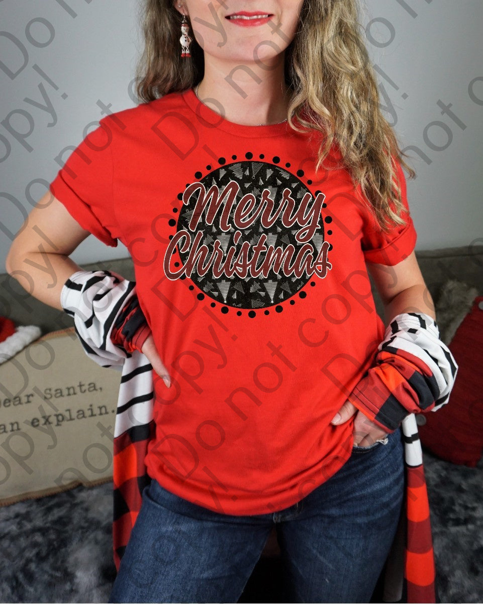 12-380 Merry Christmas Red and Black 2 DTF TRANSFER ONLY