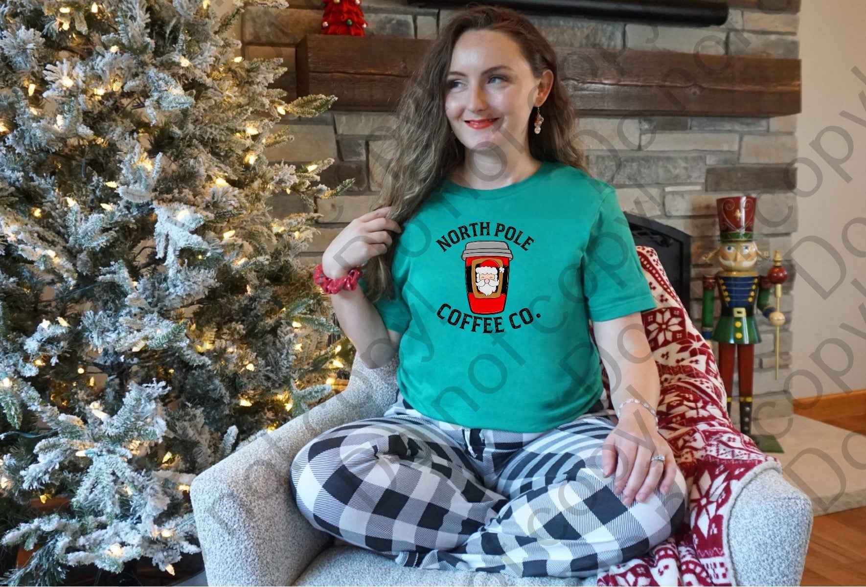 12-391 North Pole Coffee Company with Santa DTF TRANSFER ONLY
