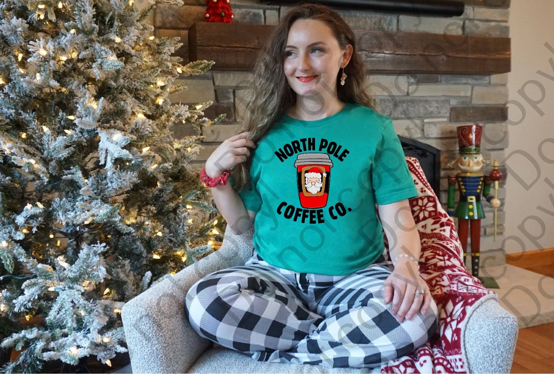 12-392 North Pole Coffee Santa Belt Buckle DTF TRANSFER ONLY