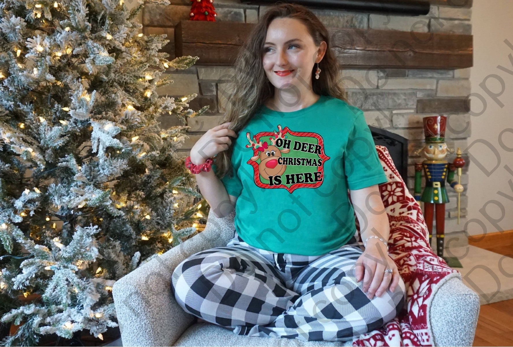 12-395 Oh Deer Christmas is Here - Girl DTF TRANSFER ONLY