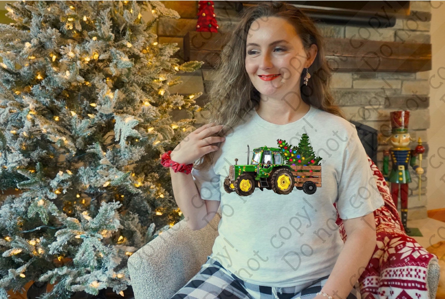 12-418 Christmas Tractor Completed Tee