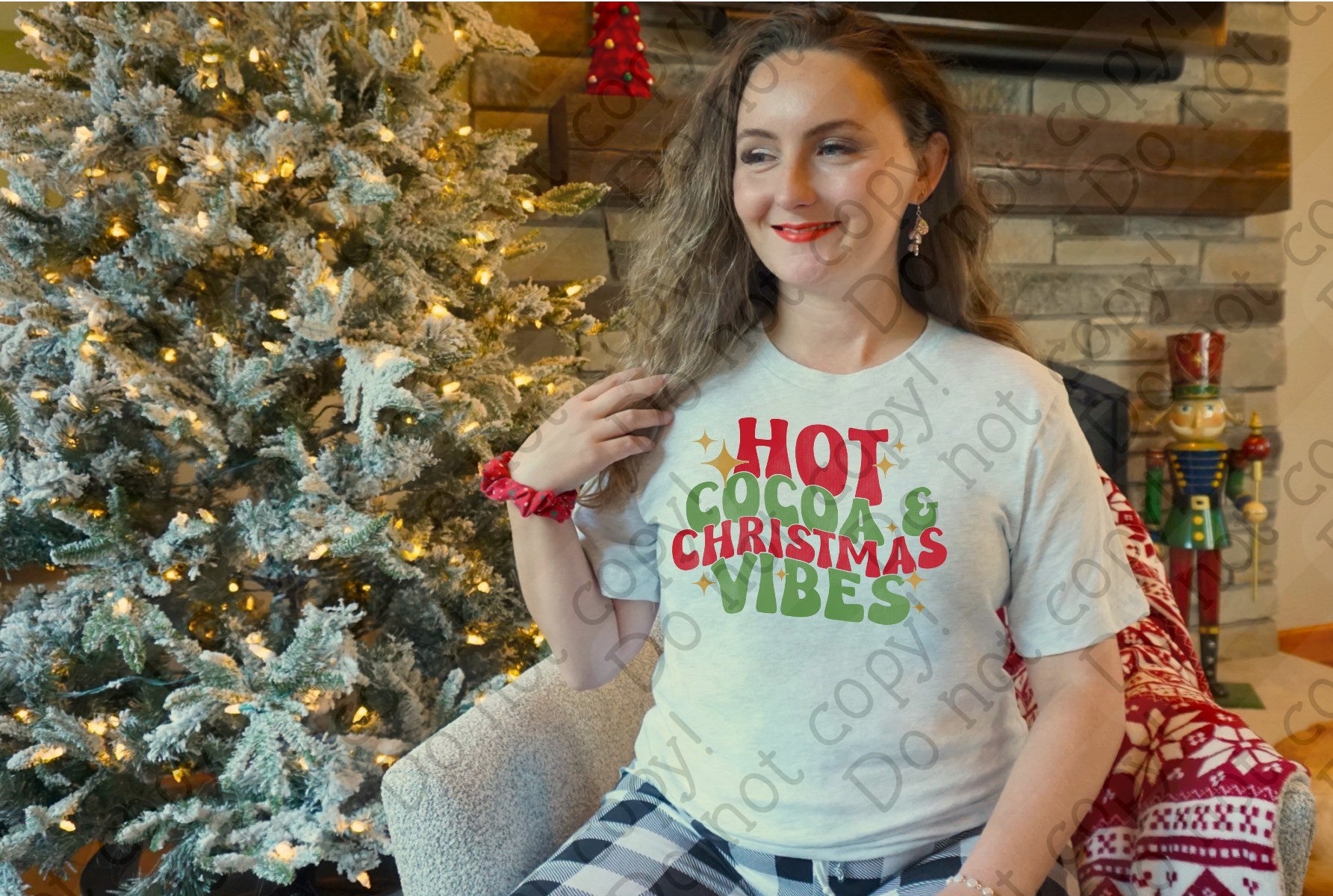 12-424 Hot Cocoa & Christmas Vibes DTF TRANSFER ONLY