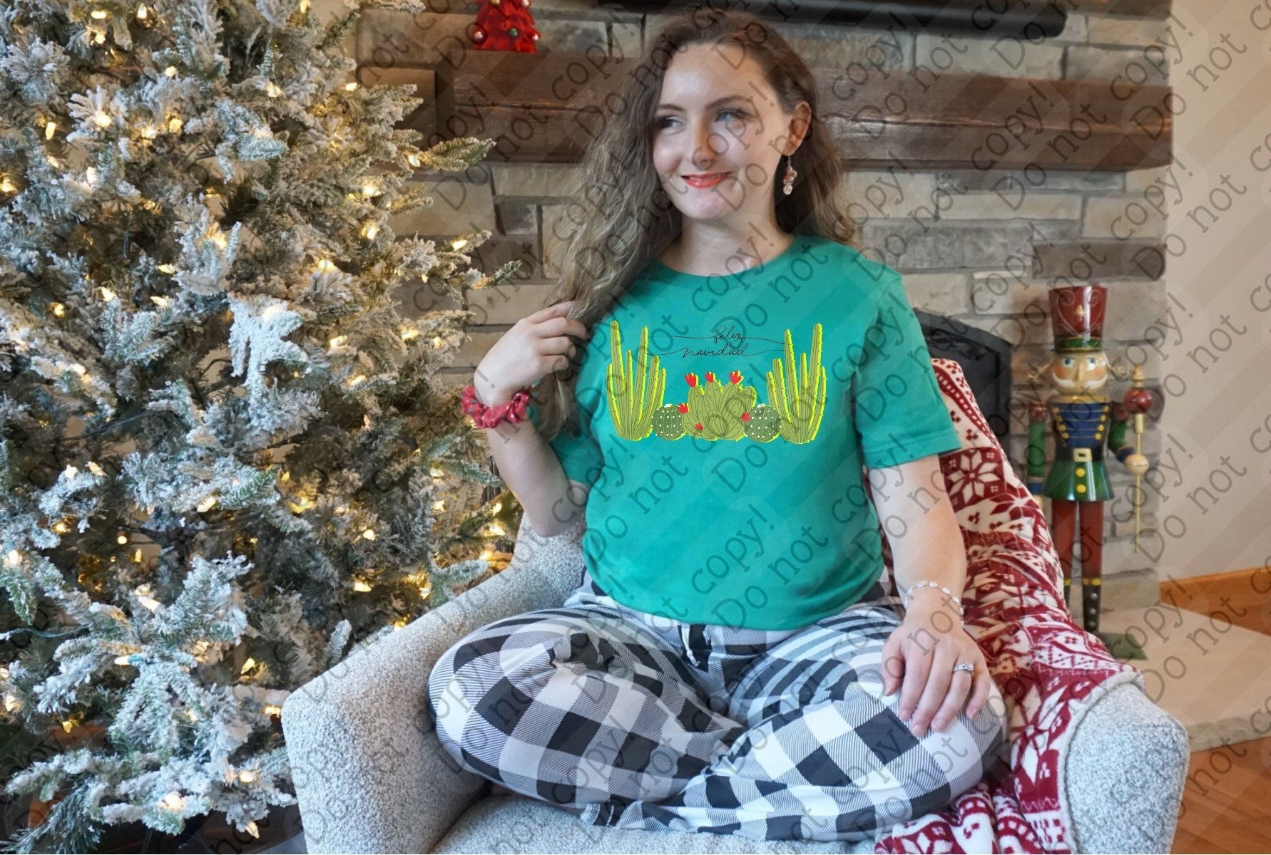 12-464 Feliz Navidad Cactus DTF TRANSFER ONLY
