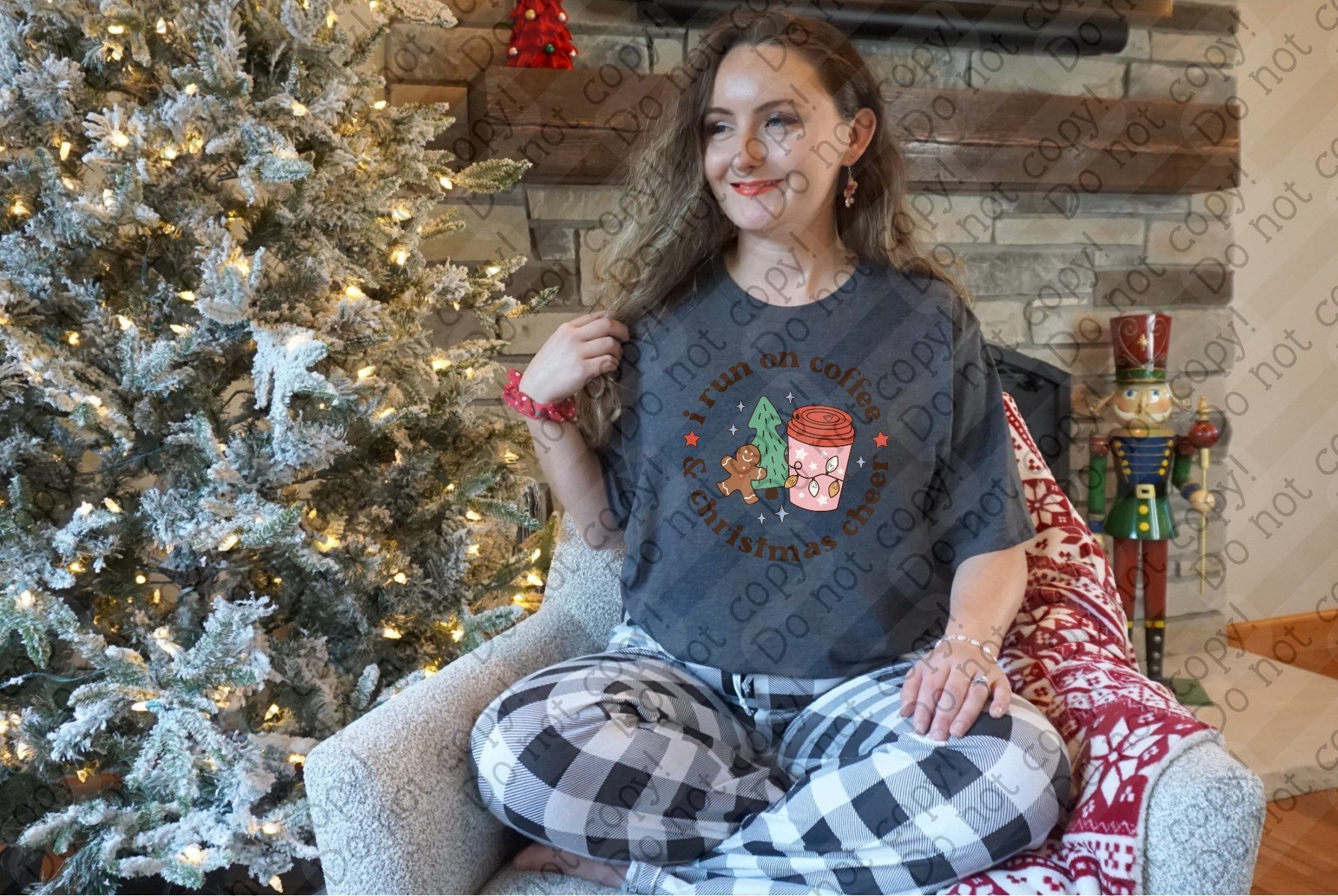 12-483 Run On Coffee and Christmas Cheer DTF TRANSFER ONLY
