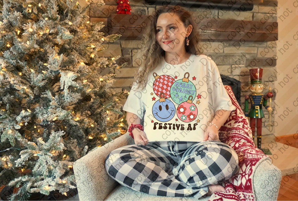 12-493 Merry & Bright Festive AF Completed Tee