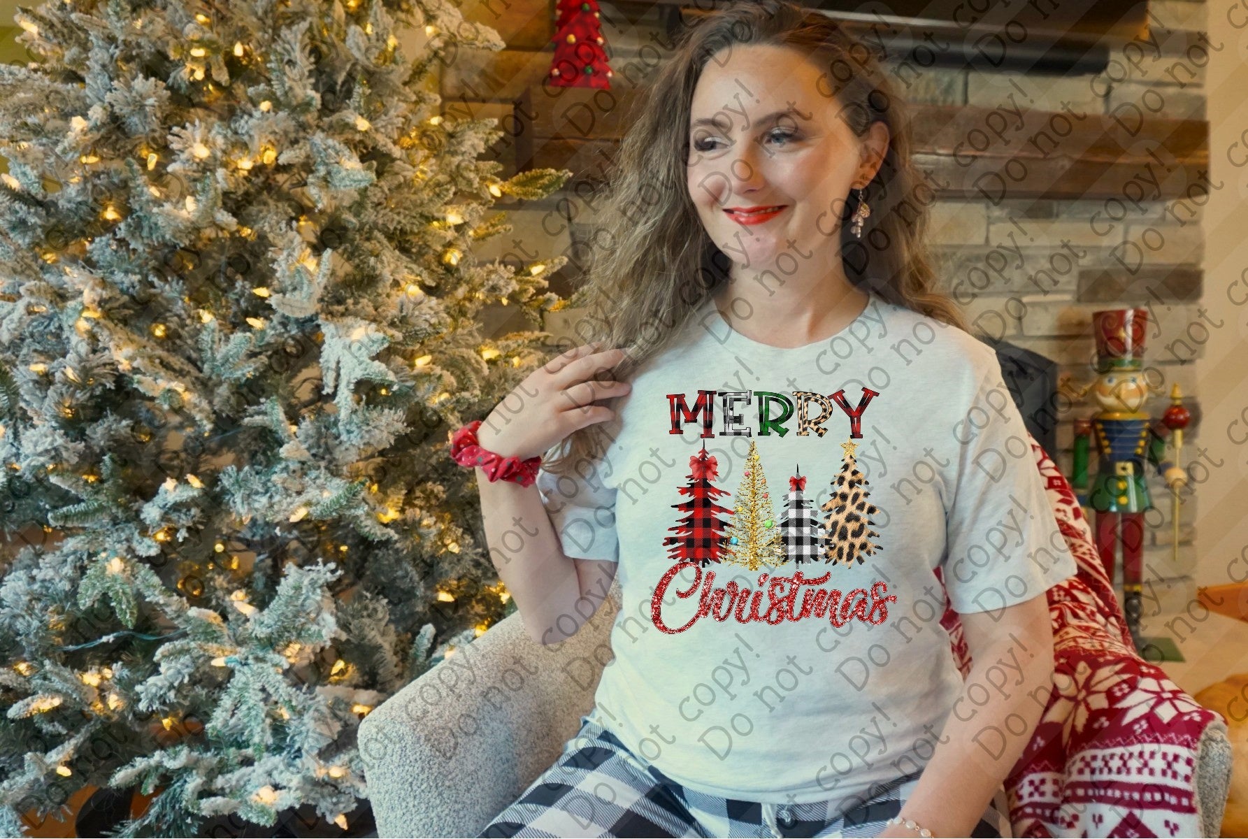 12-499 Merry Christmas Trees DTF TRANSFER ONLY