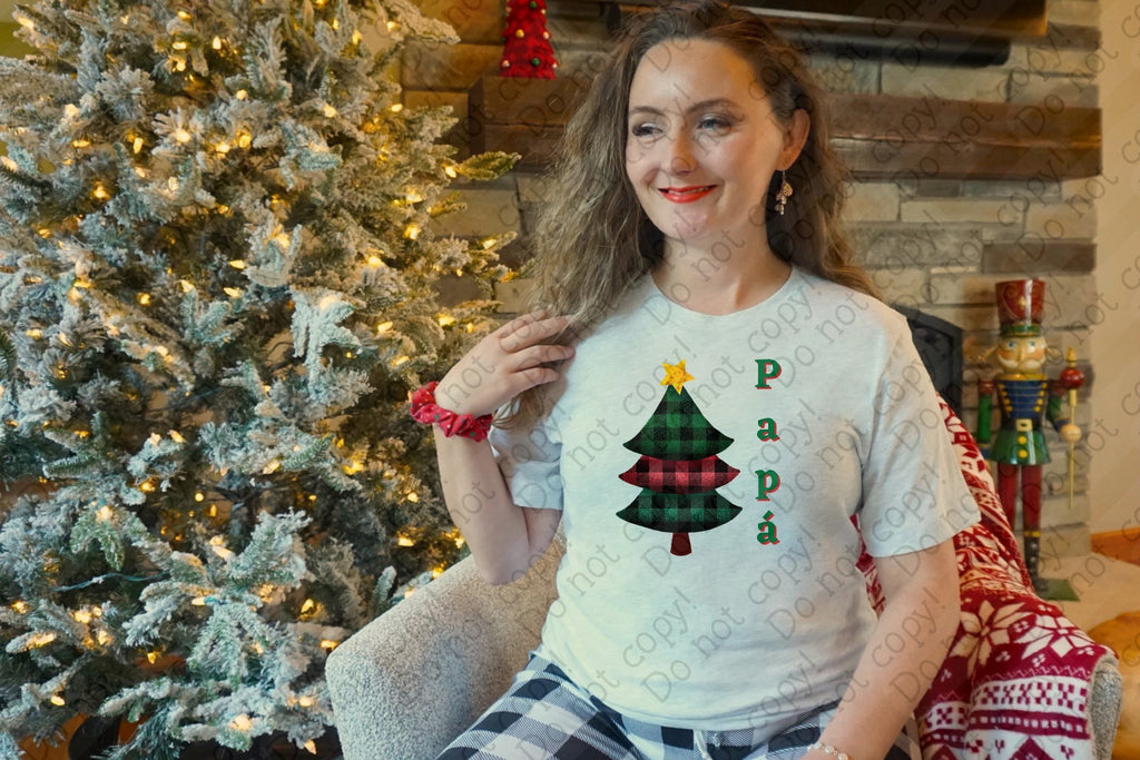 12-511 Papa Plaid Christmas Tree Completed Tee
