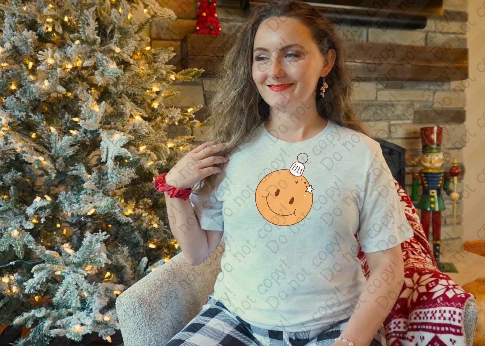 12-529 Smiley Face Ornament DTF TRANSFER ONLY