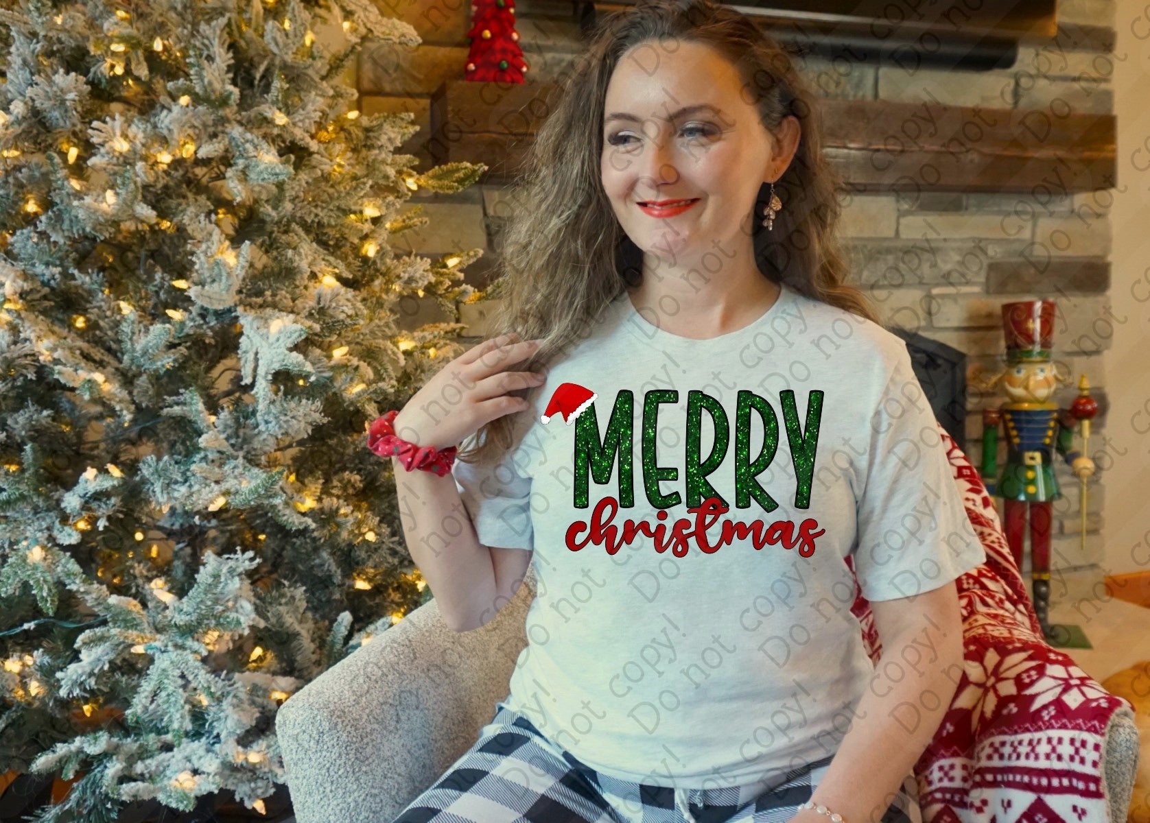 12-530 Sparkly Merry Christmas DTF TRANSFER ONLY