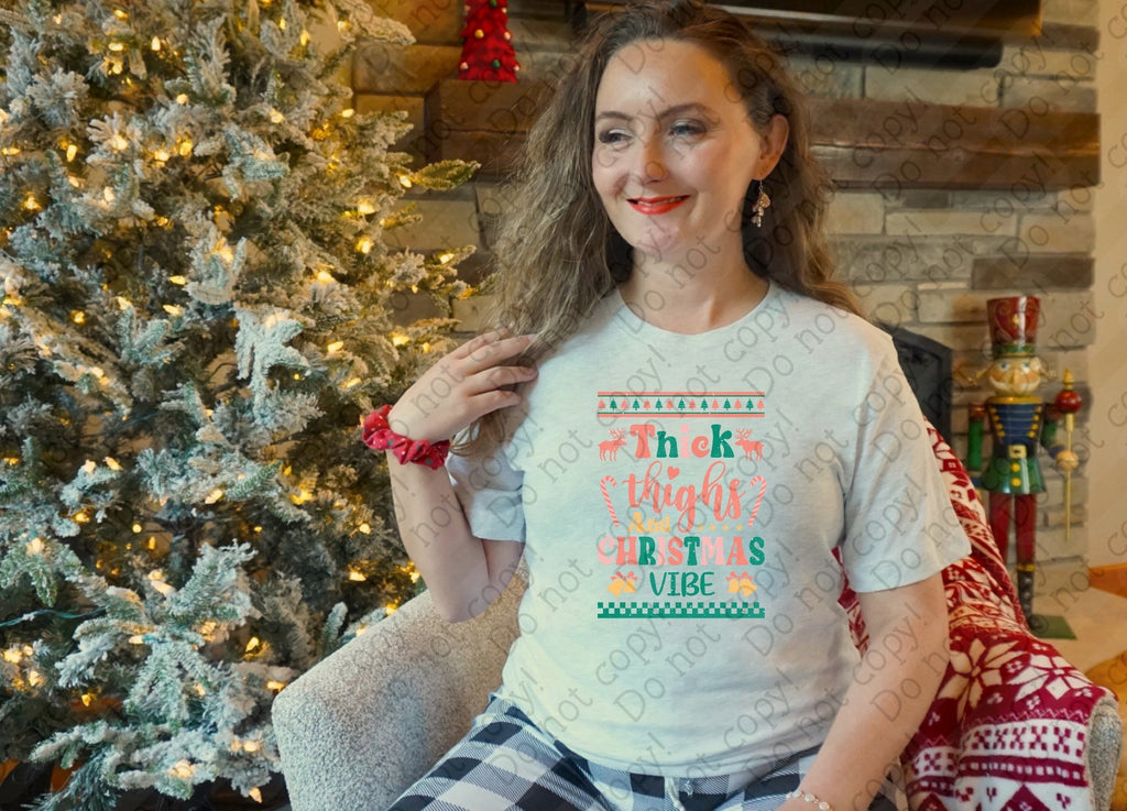 12-533 Thick Thighs and Christmas Vibes Completed Tee