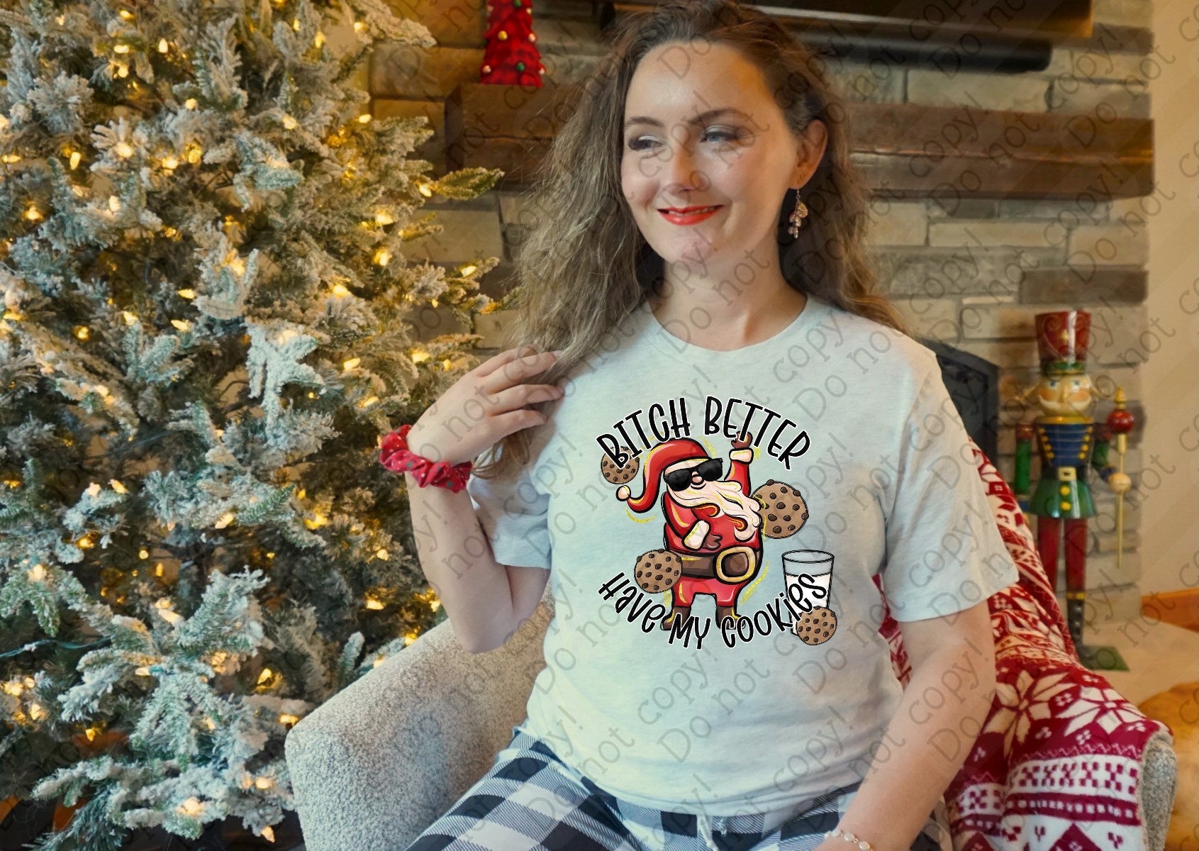 12-535 Bitch Better Have My Cookies Santa Completed Tee
