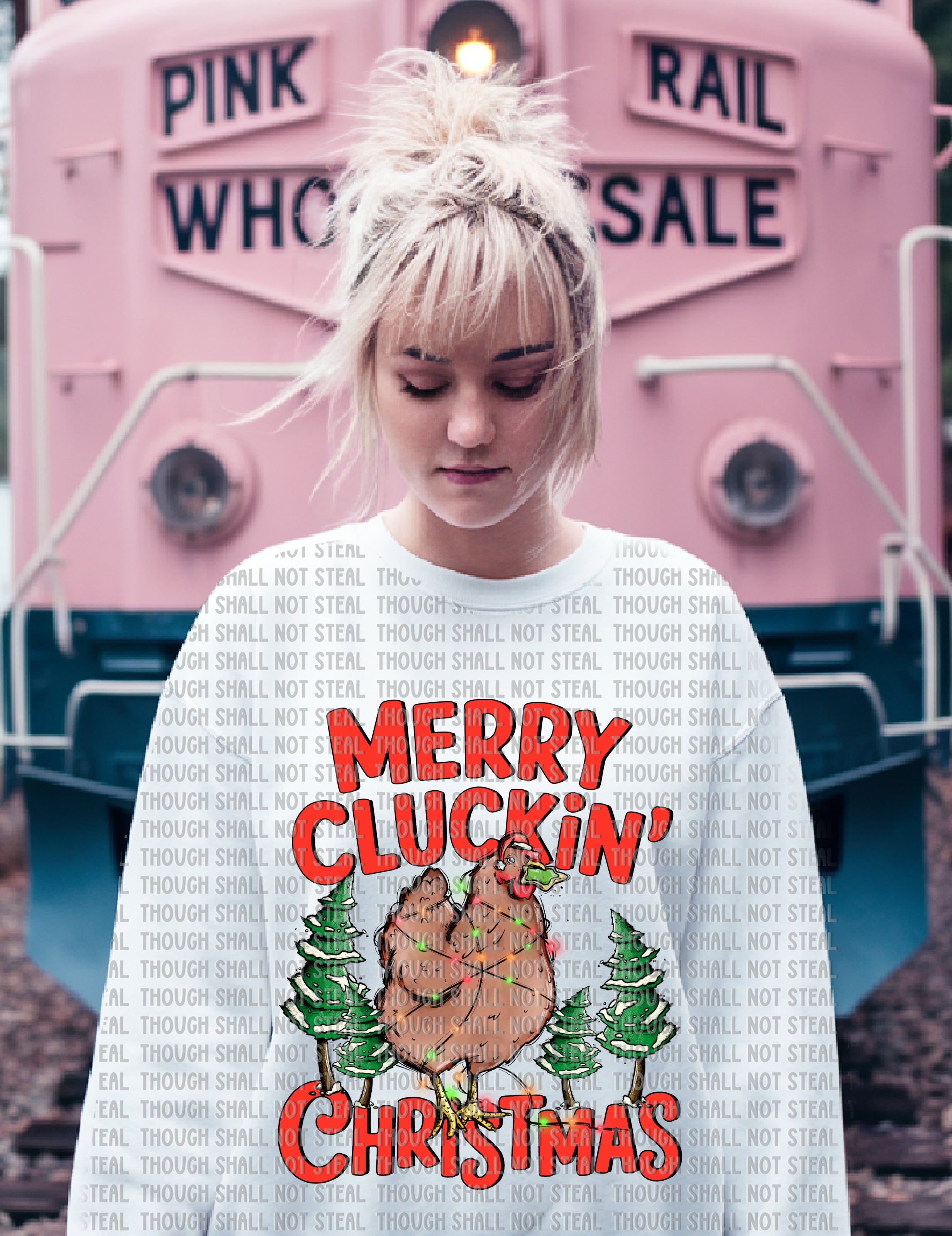 12-540 Merry Cluckin Christmas DTF TRANSFER ONLY