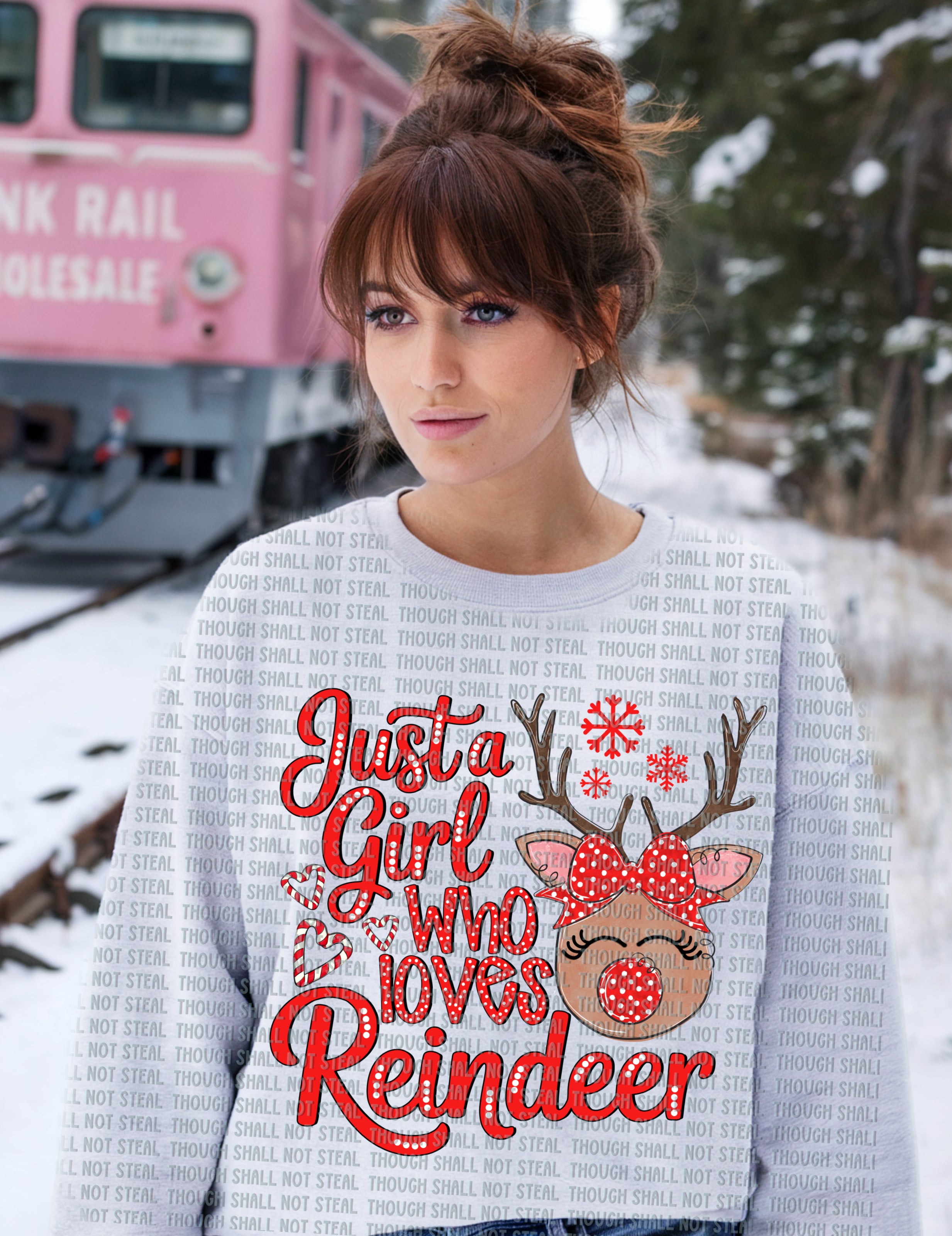 12-542 Just a girl who loves Reindeer DTF TRANSFER ONLY