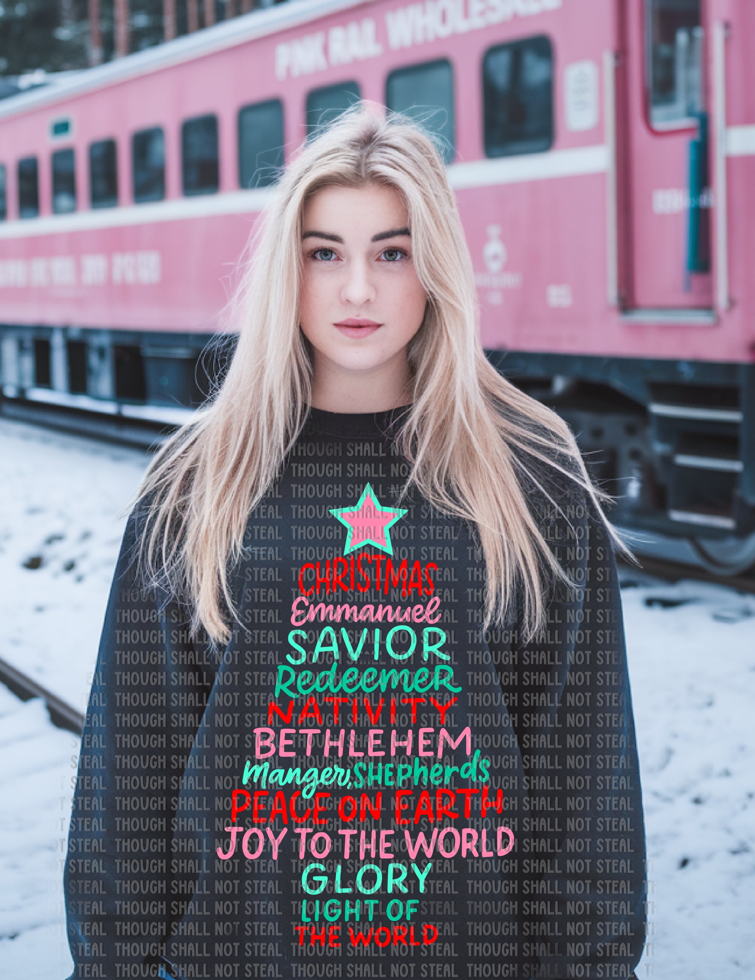 12-543 Christmas Tree Words Completed Tee