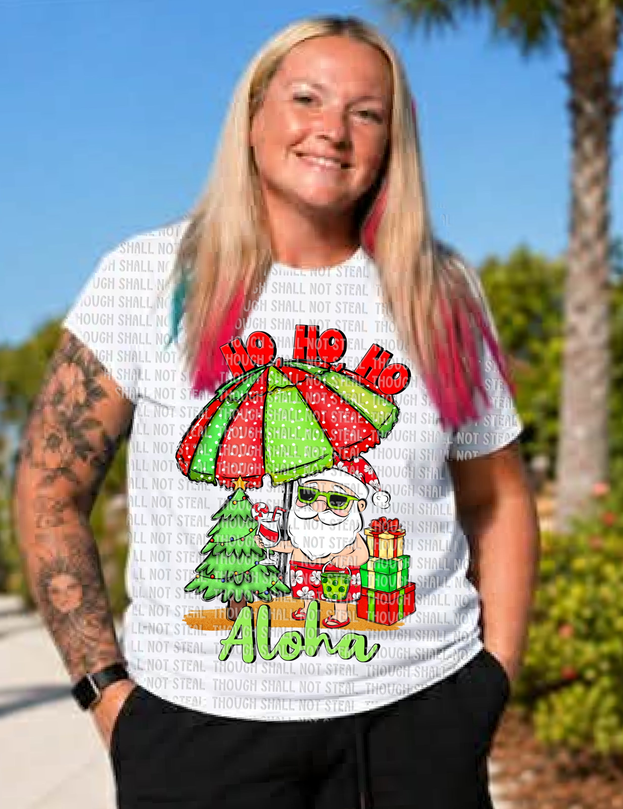12-548 Ho Ho Ho Aloha DTF TRANSFER ONLY