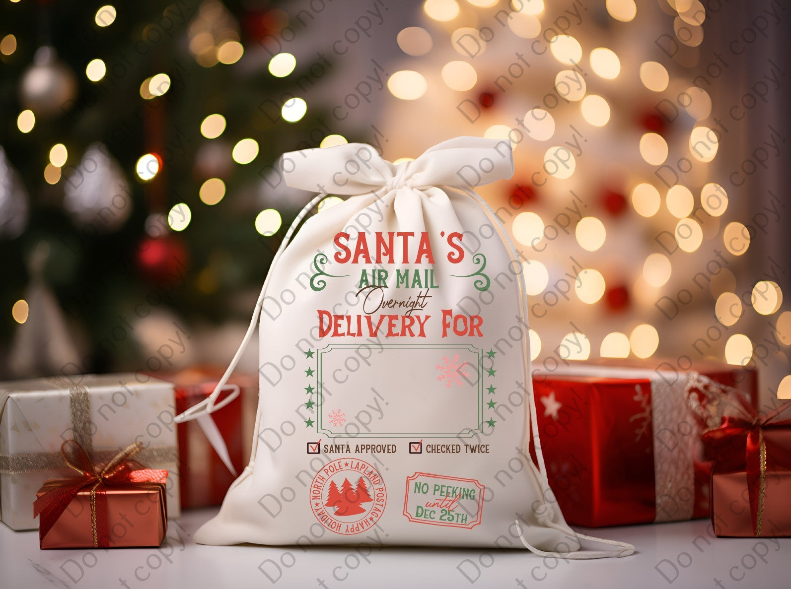 12-T-14 Santas Air Mail Overnight Delivery For 2 DTF TRANSFER ONLY