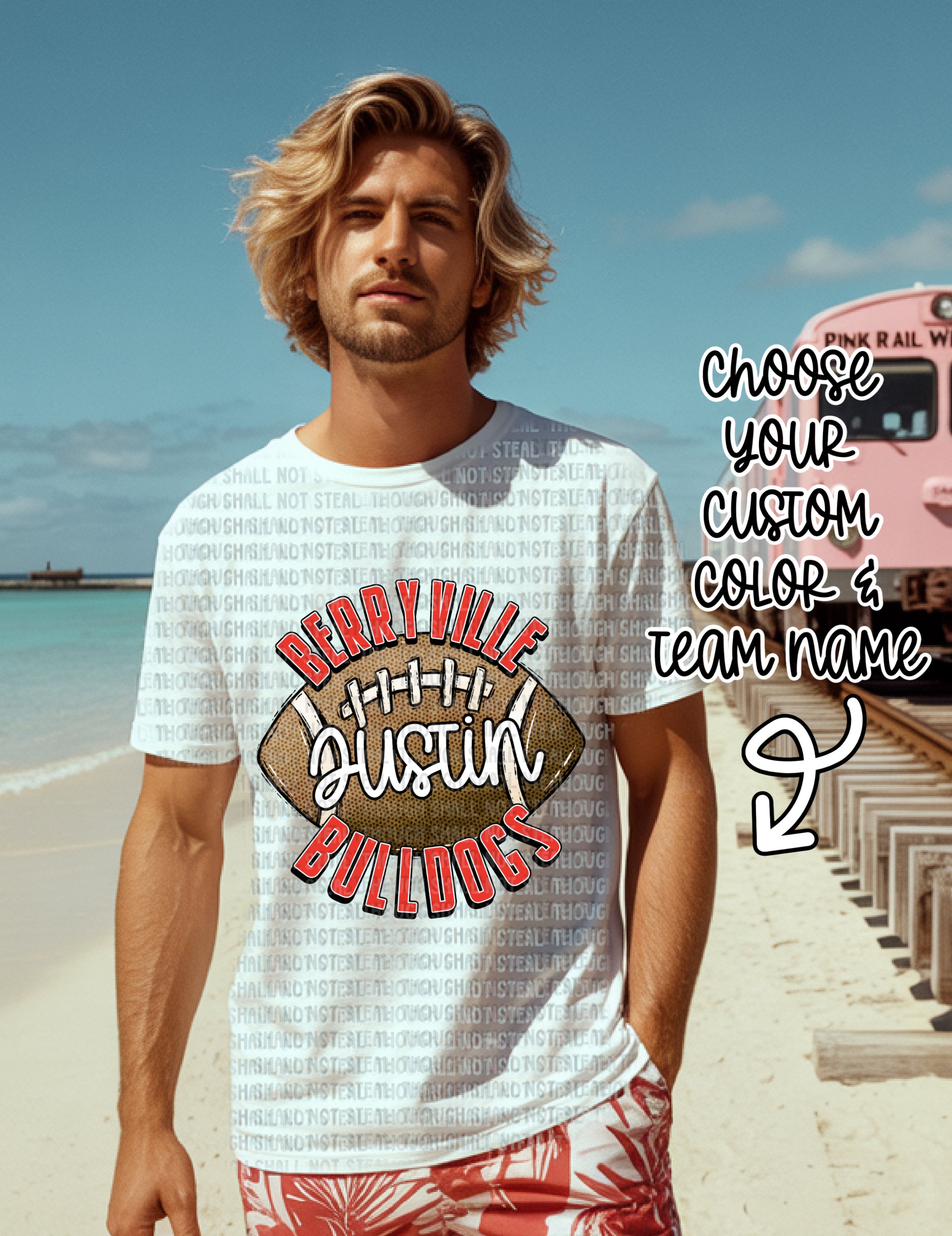 13-117 Football Custom Color, Team Name and Personalization DTF TRANSFER ONLY