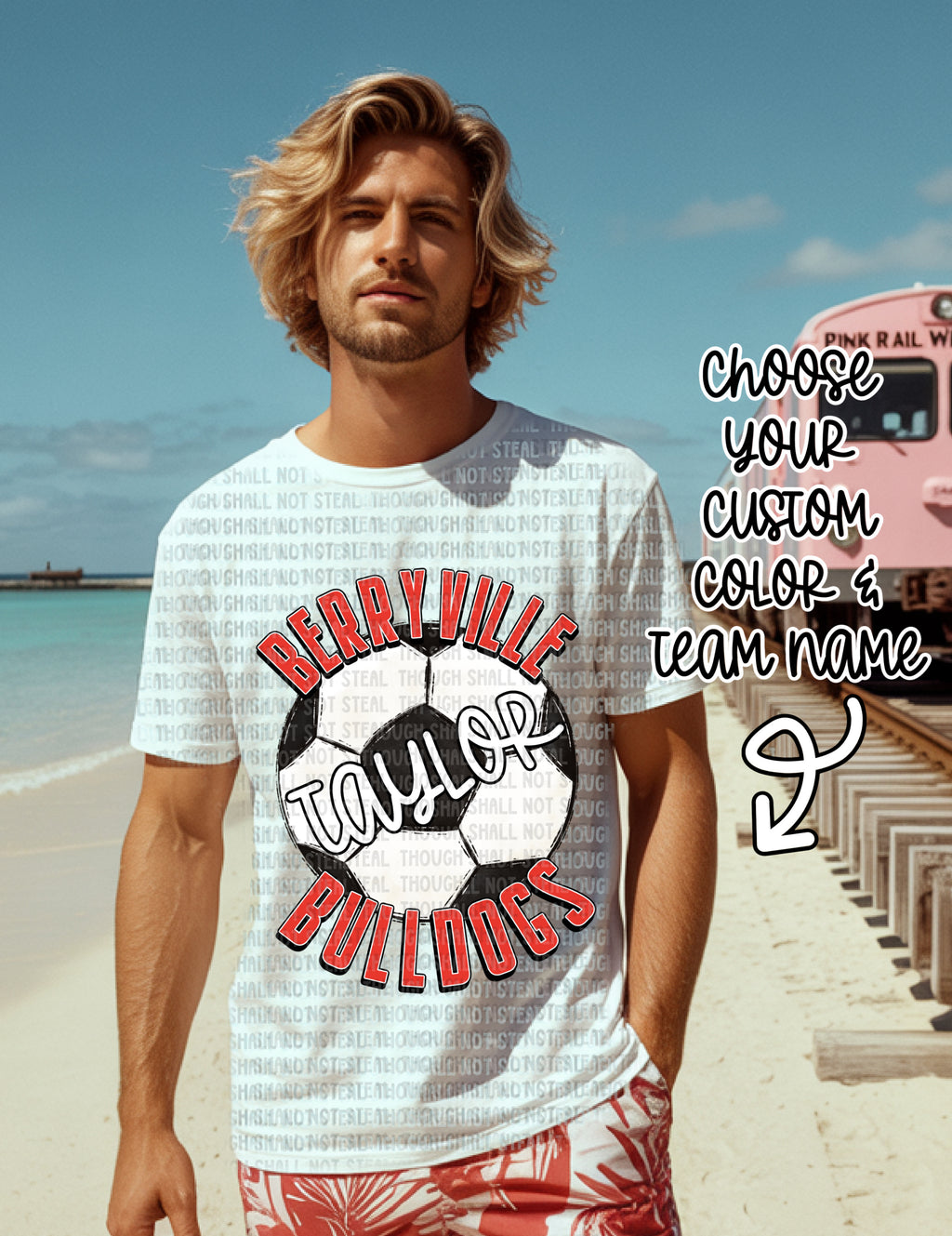 13-118 Soccer Custom Color, Team Name and Personalization Completed Tee