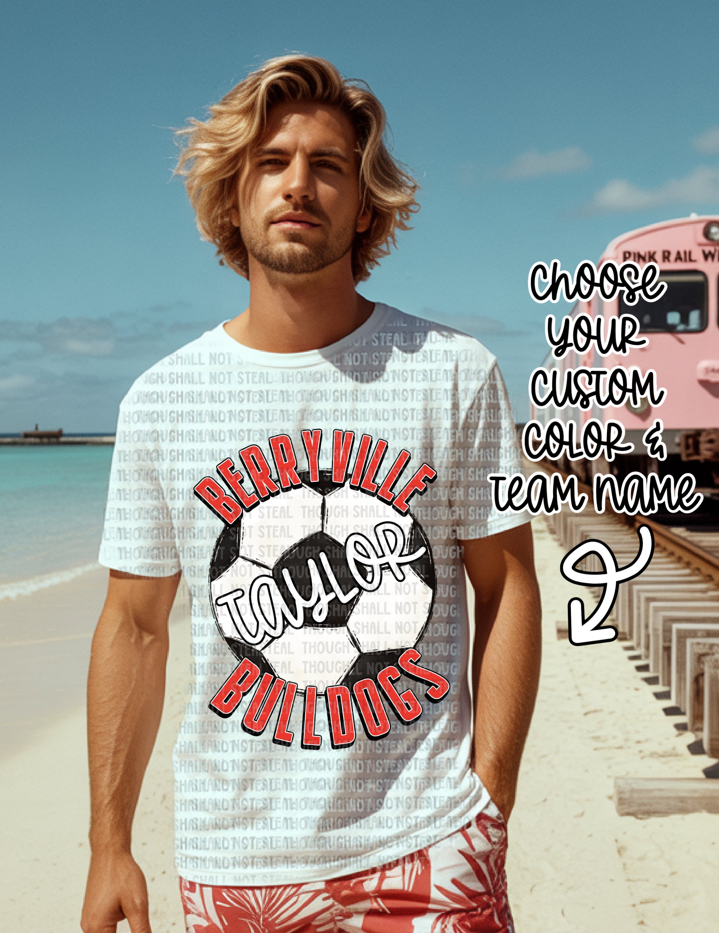 13-118 Soccer Custom Color, Team Name and Personalization Completed Tee