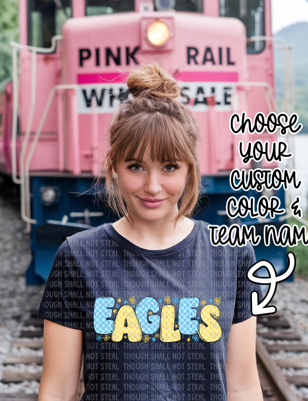 13-126 Checkered Custom Color and Team Name Completed Tee