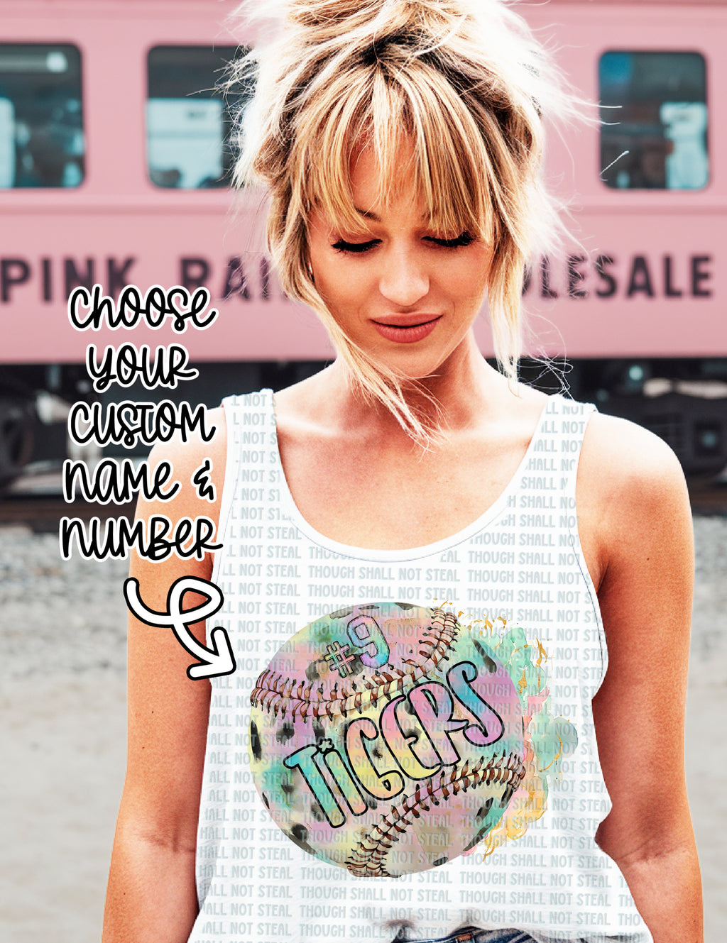 13-128 Baseball with Custom Name and Number Completed Tee