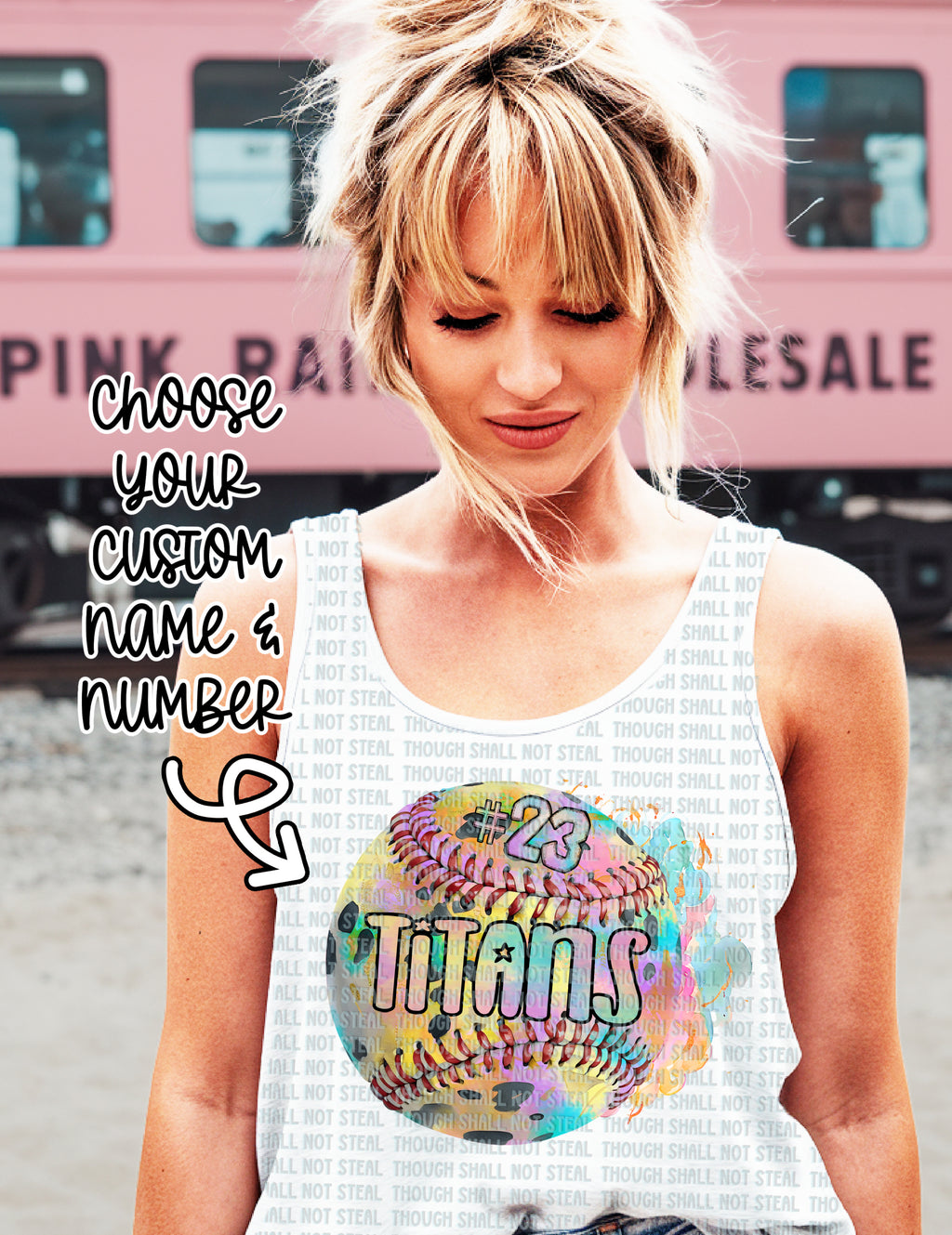 13-129 Softball with Custom Name and Number Completed Tee