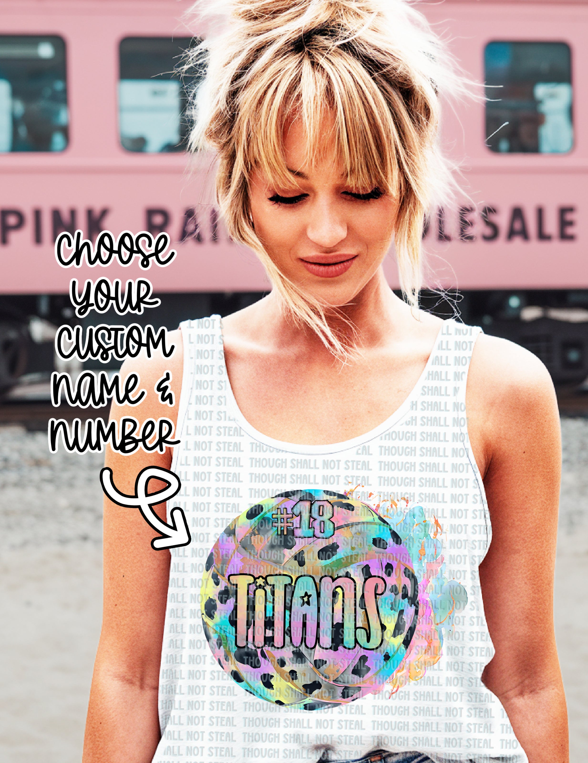 13-130 Volleyball with Custom Name and Number Completed Tee