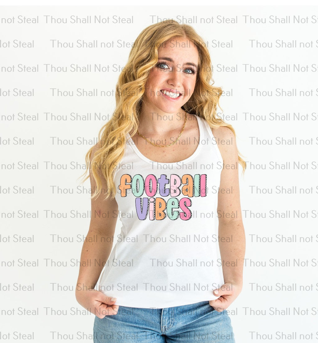13-170 Colorful Football Vibes Completed Tee