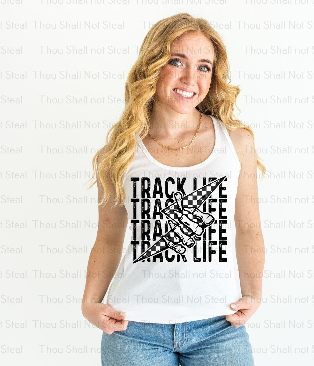 13-187 Track Life Lightning Bolt DTF TRANSFER ONLY