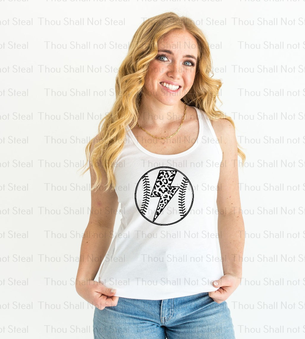 13-191 Black and White Cheetah Lightning Completed Tee