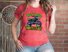 Load image into Gallery viewer, 13-45 When In Doubt Throttle It Out Dirtbike Green Yellow Completed Tee
